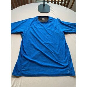 Soybu Mens Blue Heathered Activewear T-Shirt Mesh Back Raglan Gym Top Large